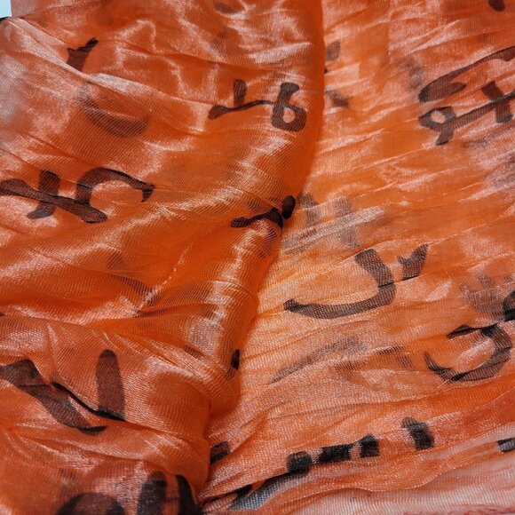 CORAL Color Lightweight All Season Chinese Characters Crinkle Scarf - Picture 2 of 9